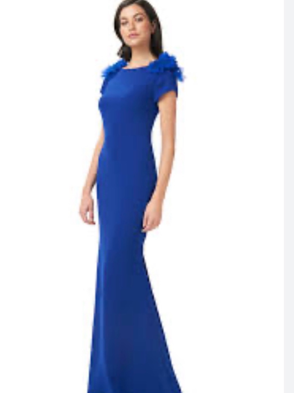 Theia Blue Maxi Gown with Shoulder Detail